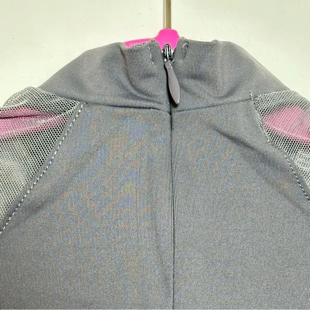 BalTogs Gray mesh Long Sleeve Two-Piece charcoal dance dancewear outfit NWT CL